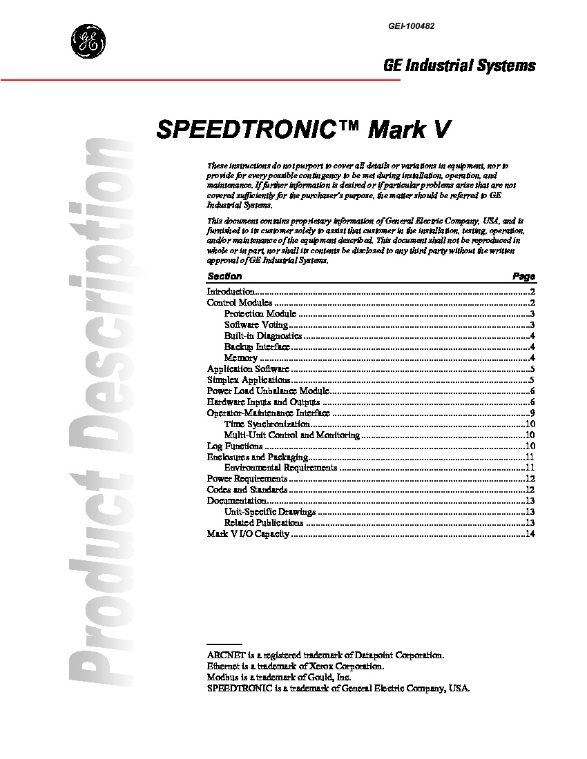 First Page Image of DS200DSPDF1A Speedtronic Mark V.pdf